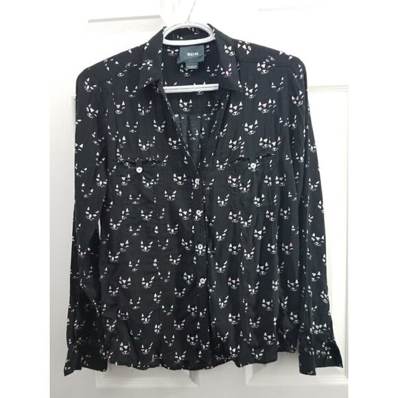 Maeve Cat Print Button Shirt Size 4 - Picture 1 of 7
